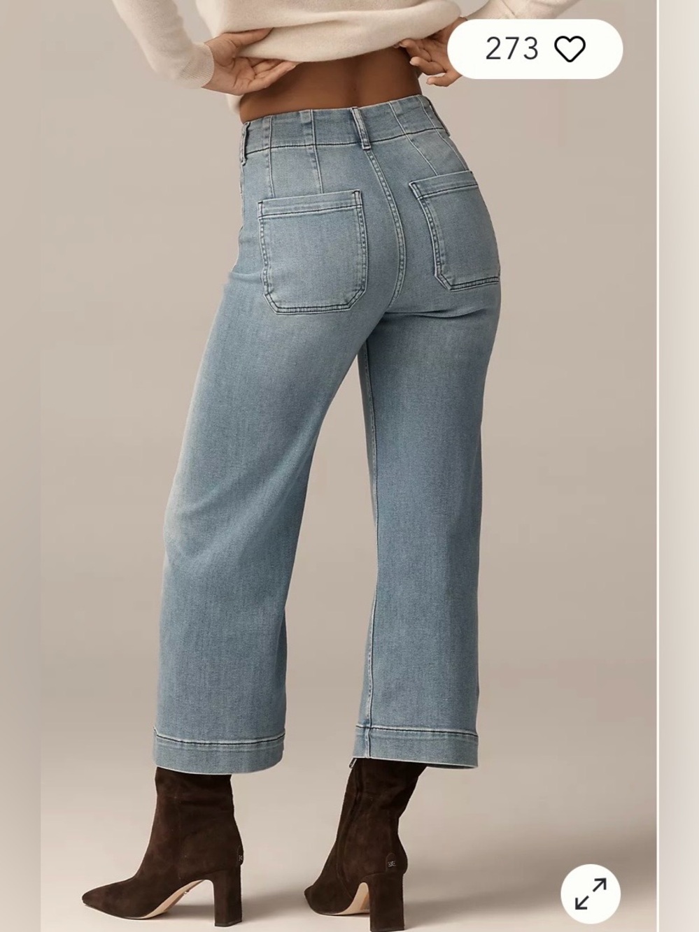 Anthropologie Maeve The Colette Crop Wide Leg Jeans Light Wash 27P - Picture 3 of 6